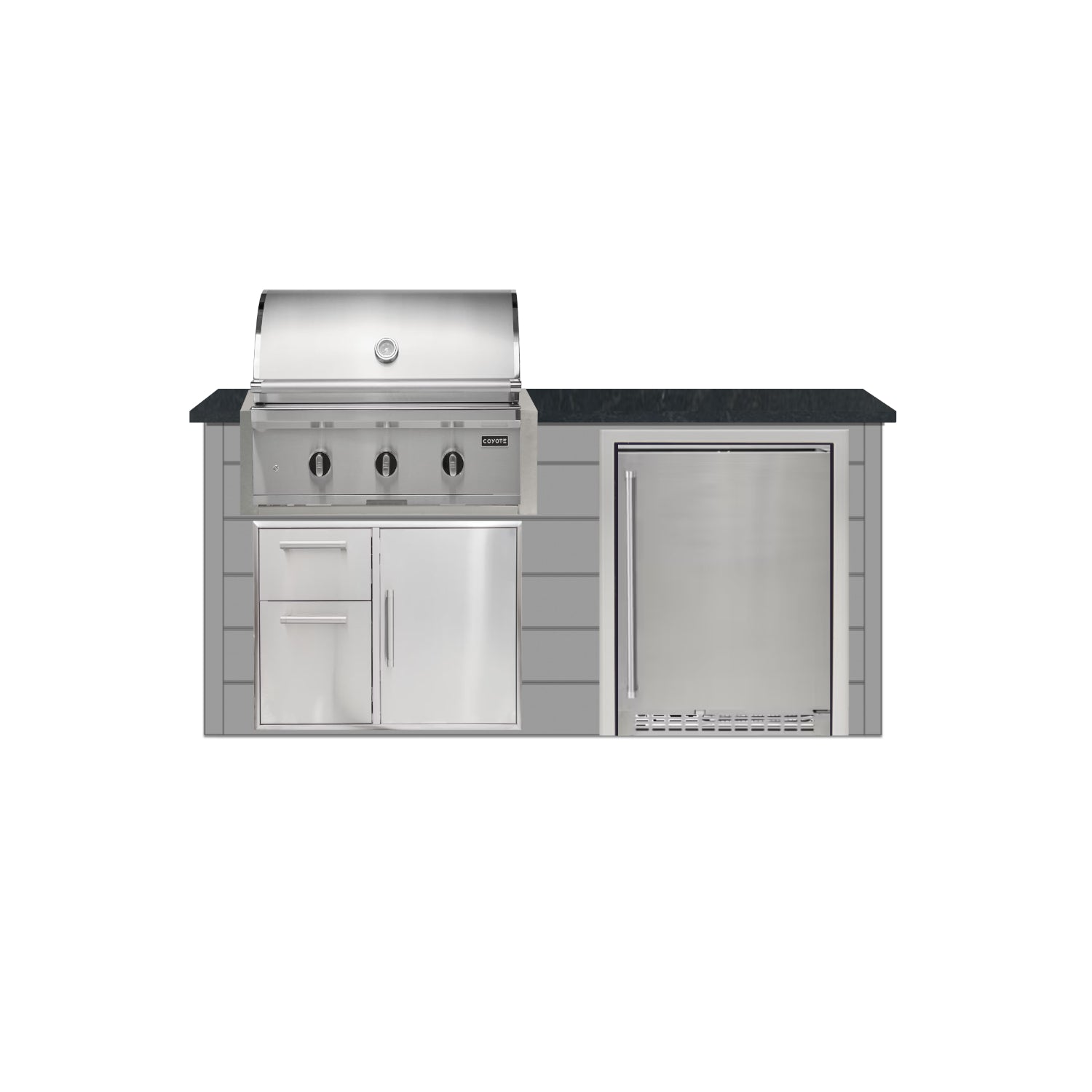 Coyote 72" Luxury Finished Outdoor Kitchen PKG 3G-CPKG3G