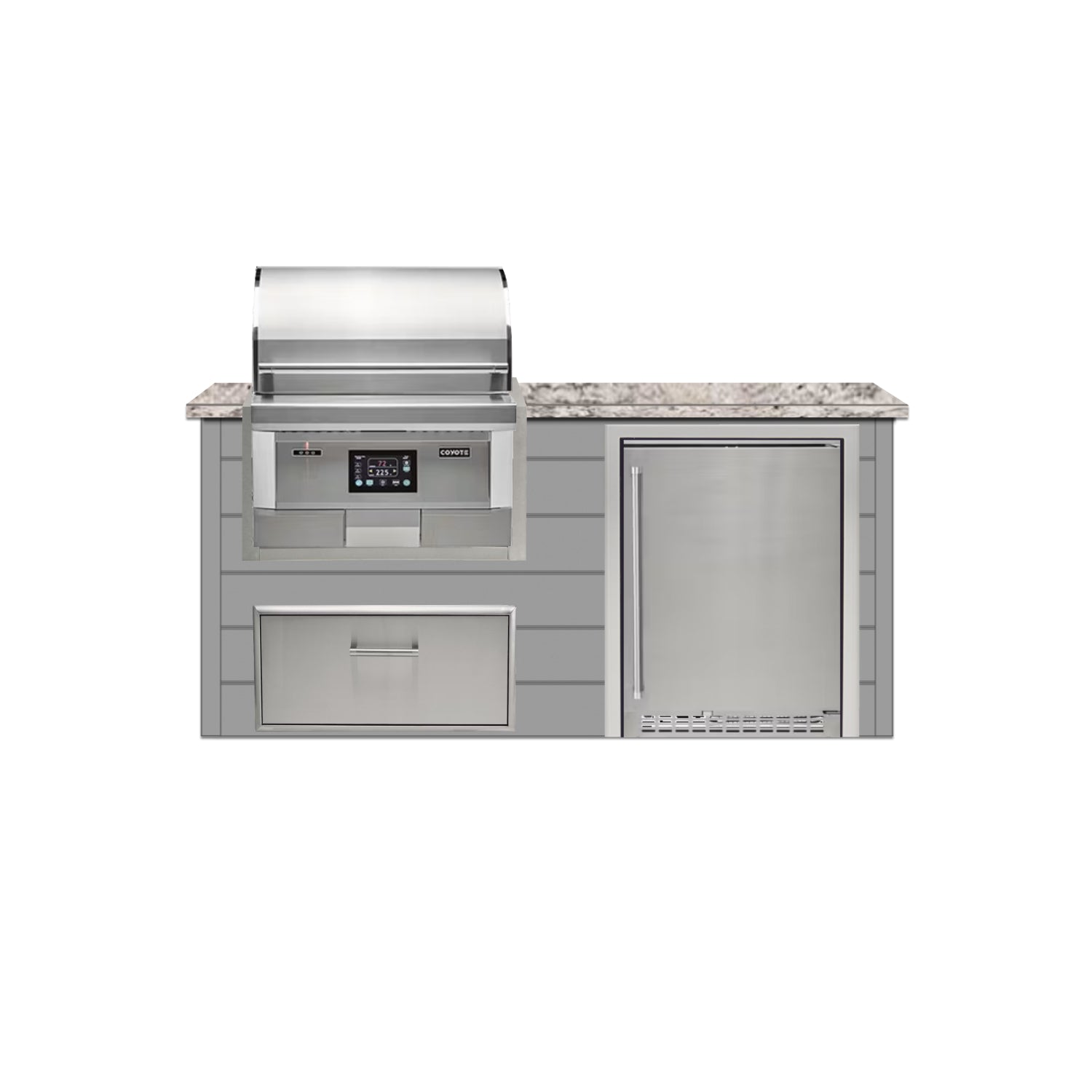 Coyote 72" Luxury Finished Outdoor Kitchen PKG 3P-CPKG3P