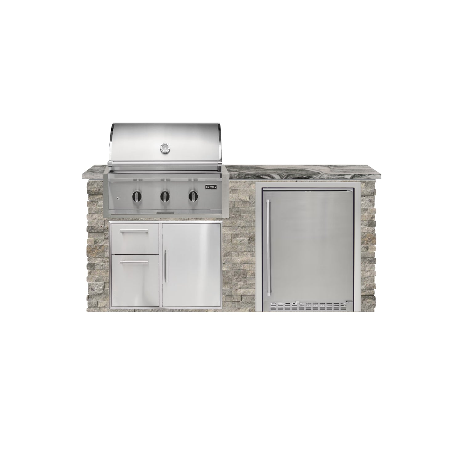 Coyote 72" Luxury Finished Outdoor Kitchen PKG 3G-CPKG3G