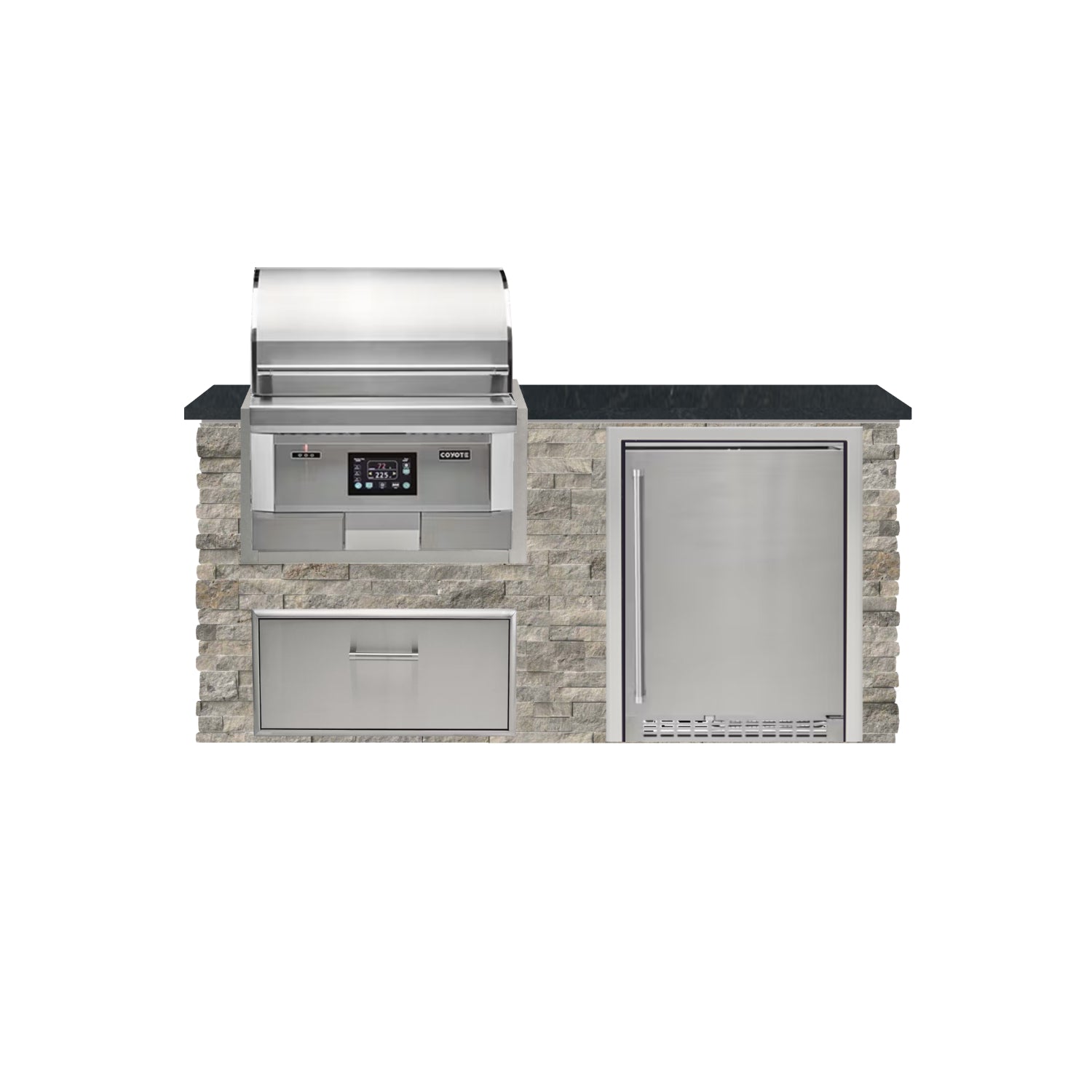 Coyote 72" Luxury Finished Outdoor Kitchen PKG 3P-CPKG3P