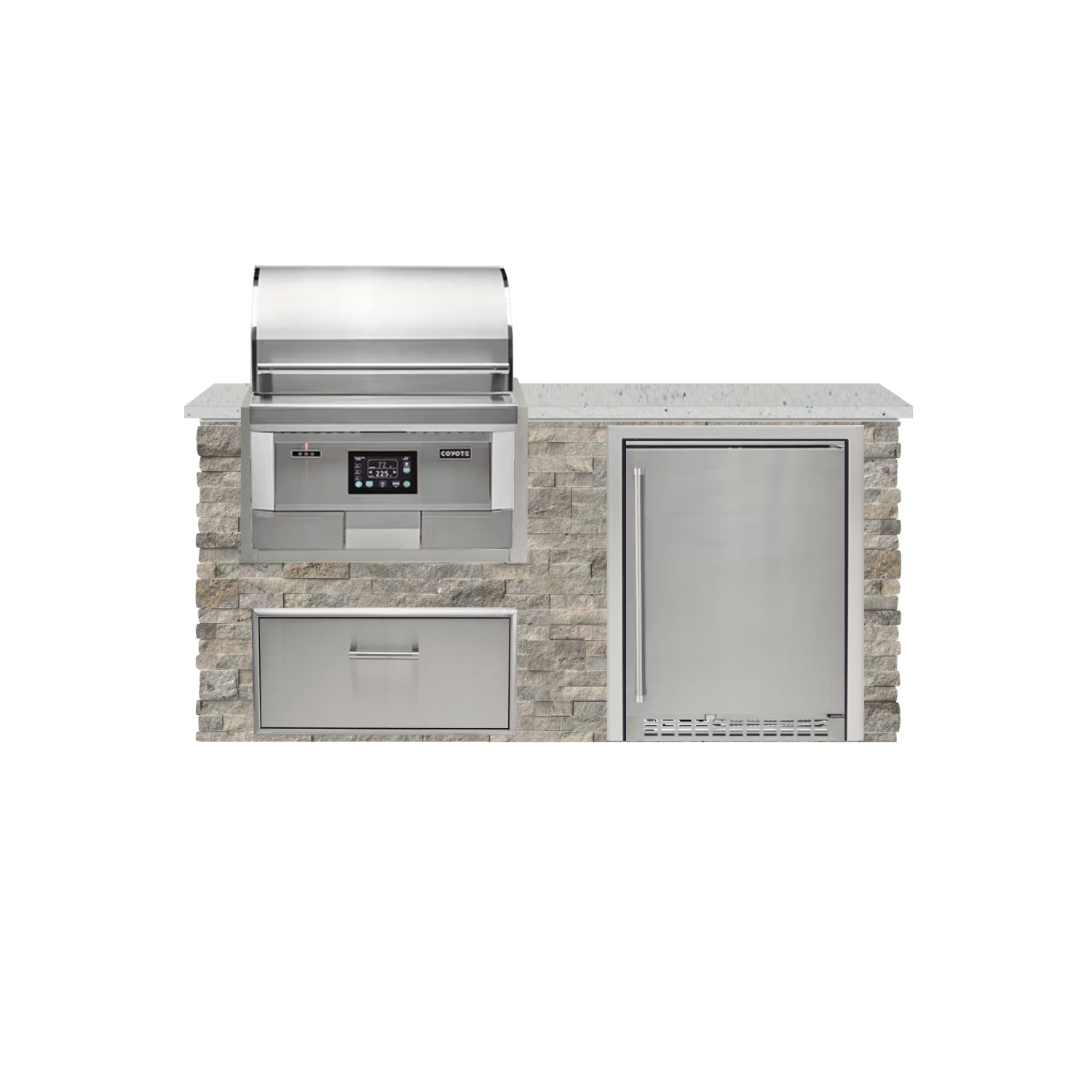 Coyote 72" Luxury Finished Outdoor Kitchen PKG 3P-CPKG3P