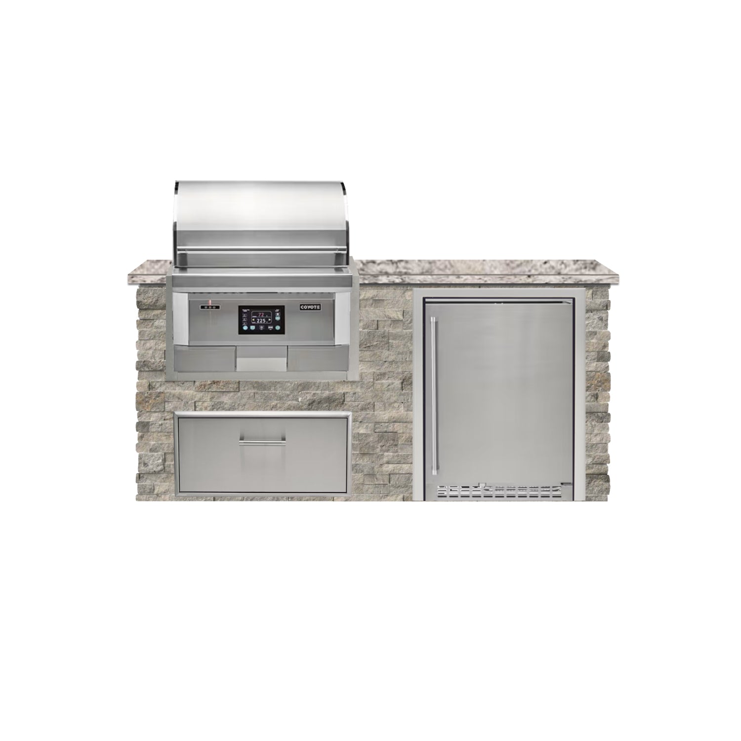 Coyote 72" Luxury Finished Outdoor Kitchen PKG 3P-CPKG3P