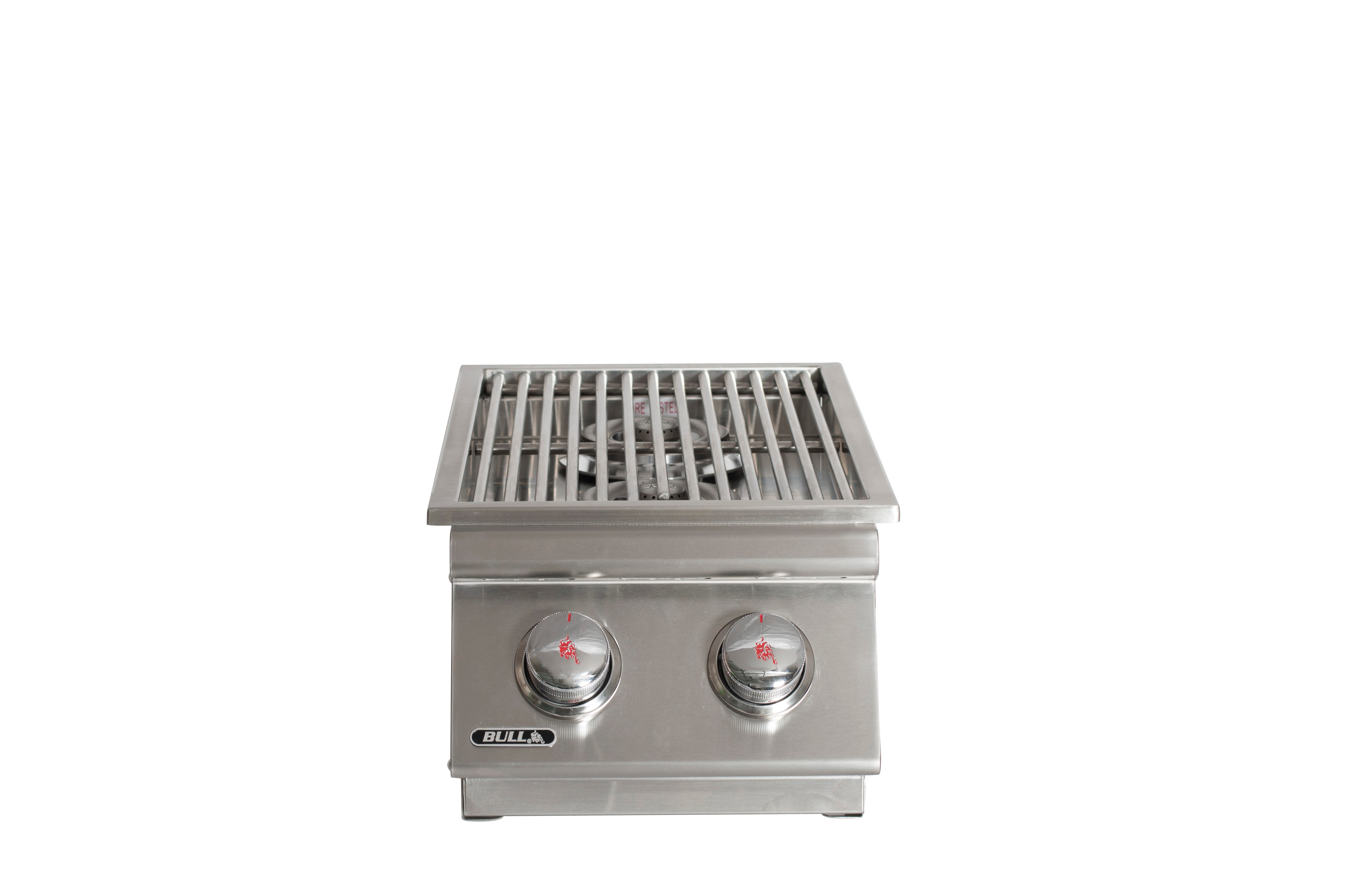 Bull Built-In Natural Gas and Propane Gas Double Side Burner W/ Stainless Steel Lid -300008/9