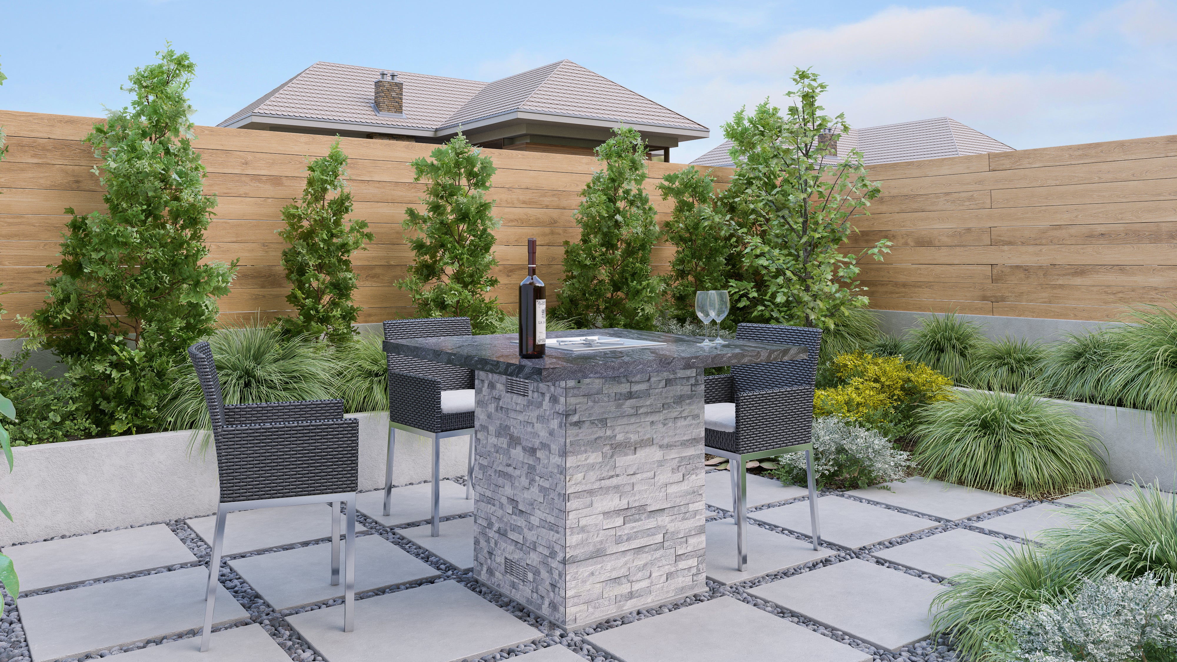 Luxury Bar Height Chat Fire Table Fully Finished-BR-BHCT