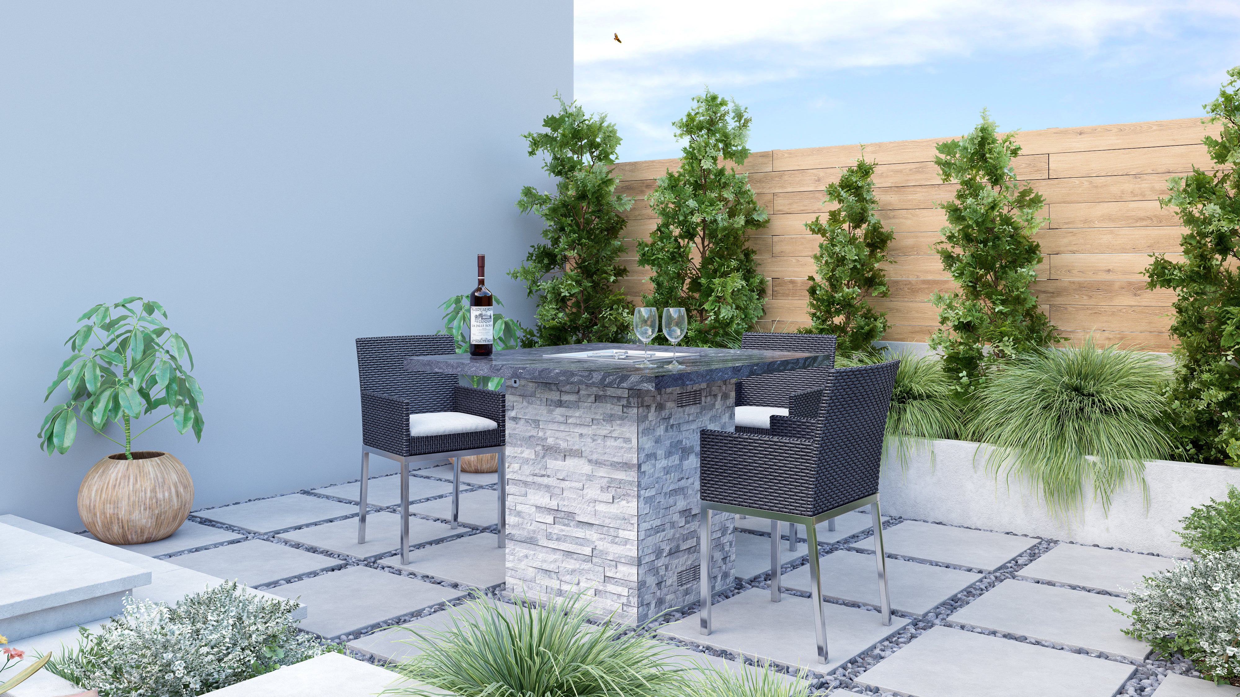 Luxury Bar Height Chat Fire Table Fully Finished-BR-BHCT