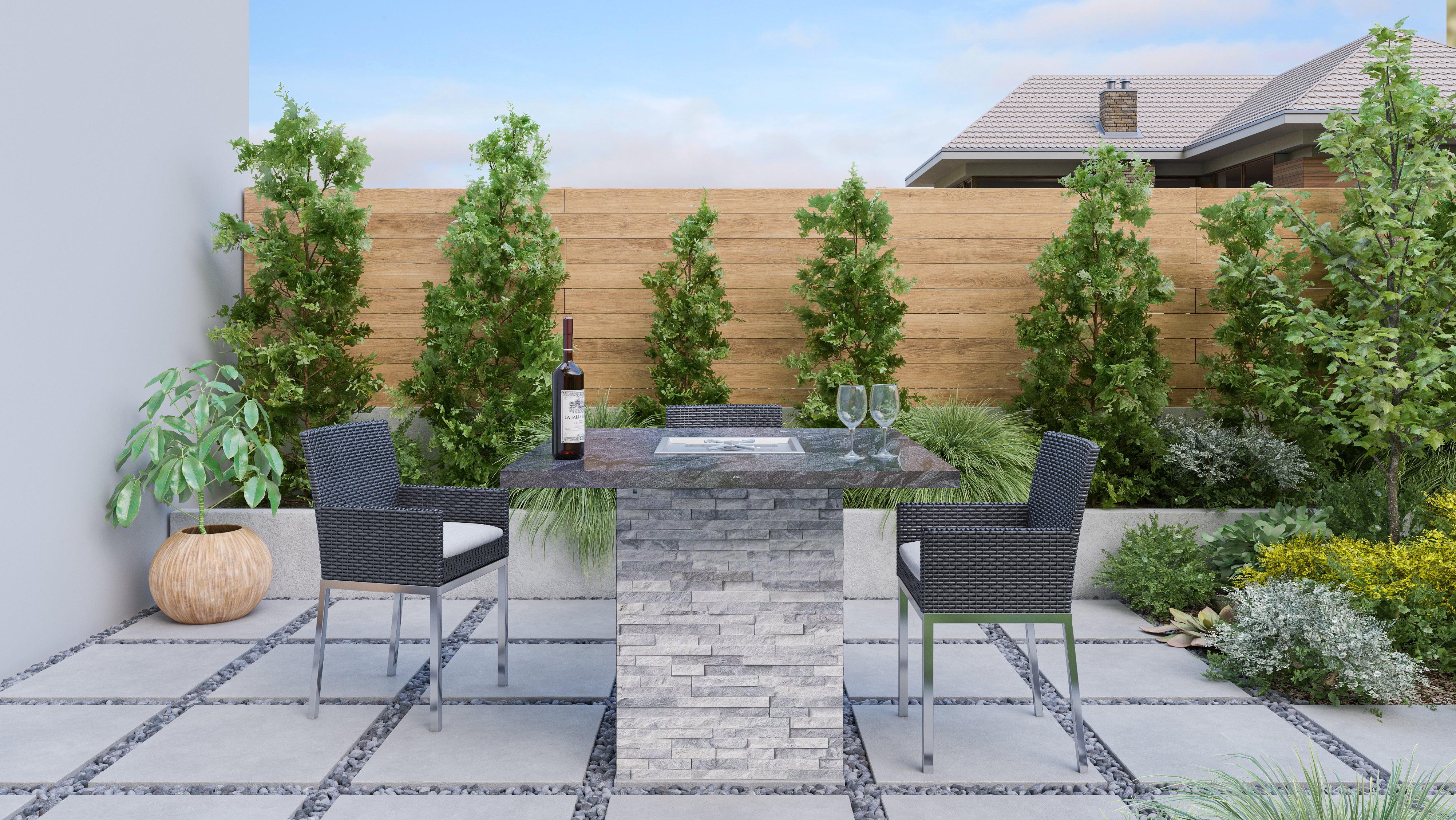 Luxury Bar Height Chat Fire Table Fully Finished-BR-BHCT