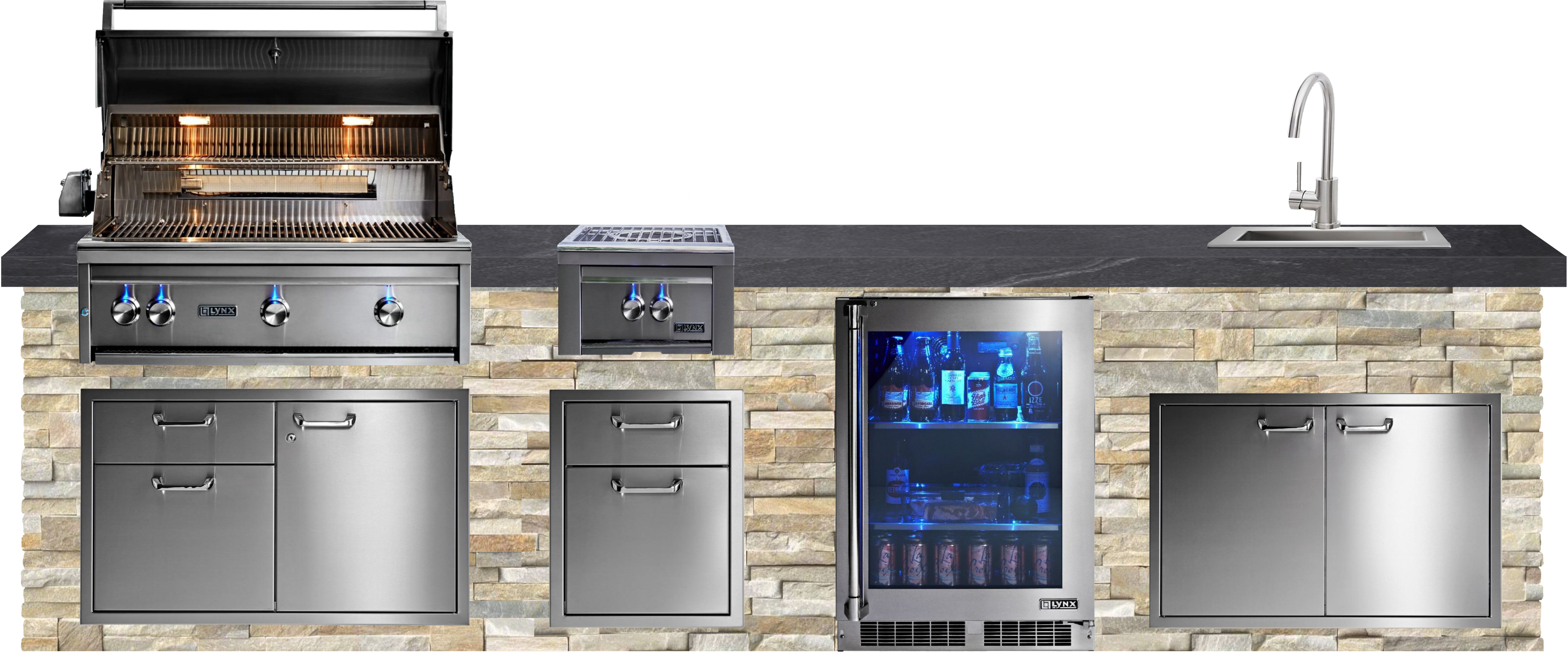 Lynx Pro Classic Collection 144" Luxury Finished Outdoor Kitchen Package 13-LNX-13-CC