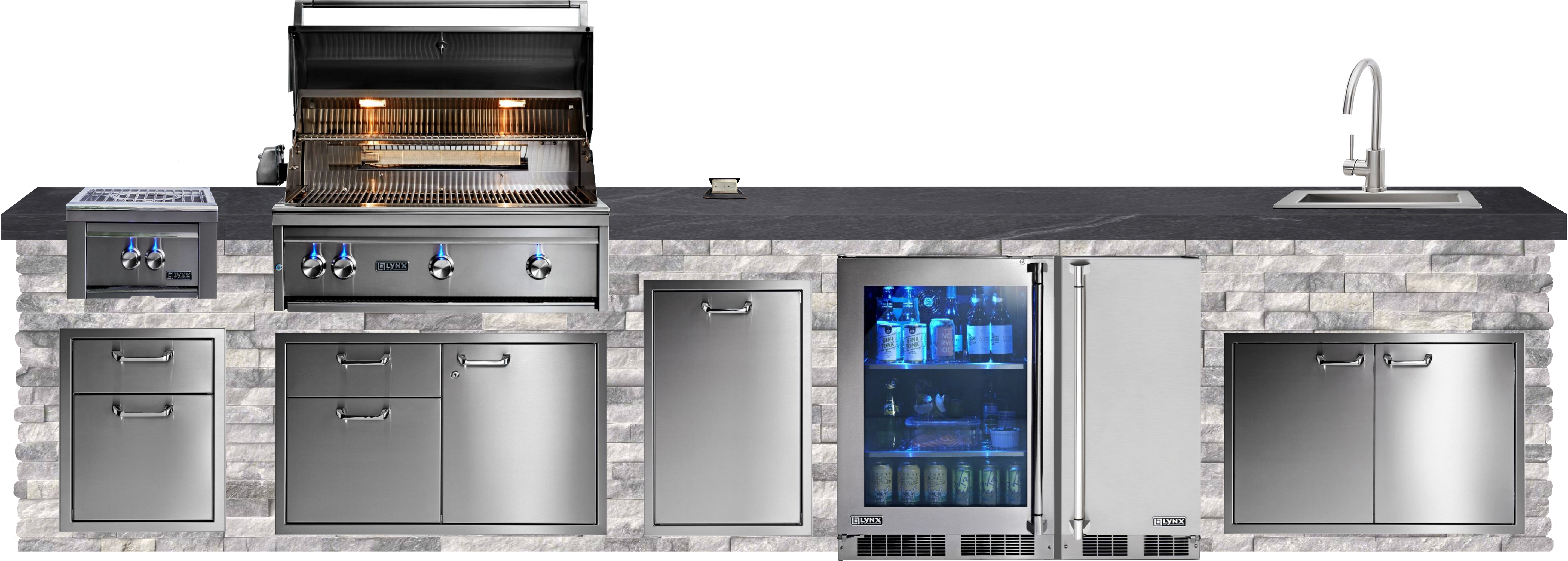 Lynx Pro Classic Collection 168" Luxury Finished Outdoor Kitchen Package 15-LNX-15-CC