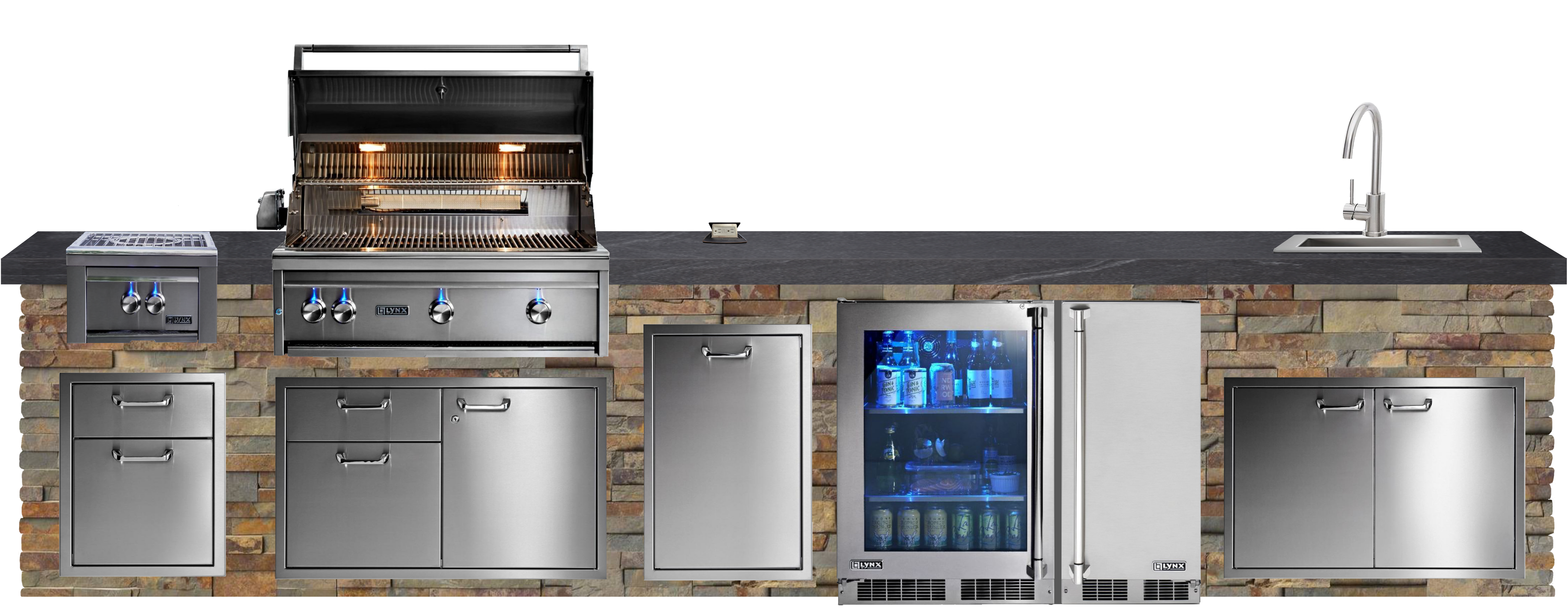 Lynx Pro Classic Collection 168" Luxury Finished Outdoor Kitchen Package 15-LNX-15-CC