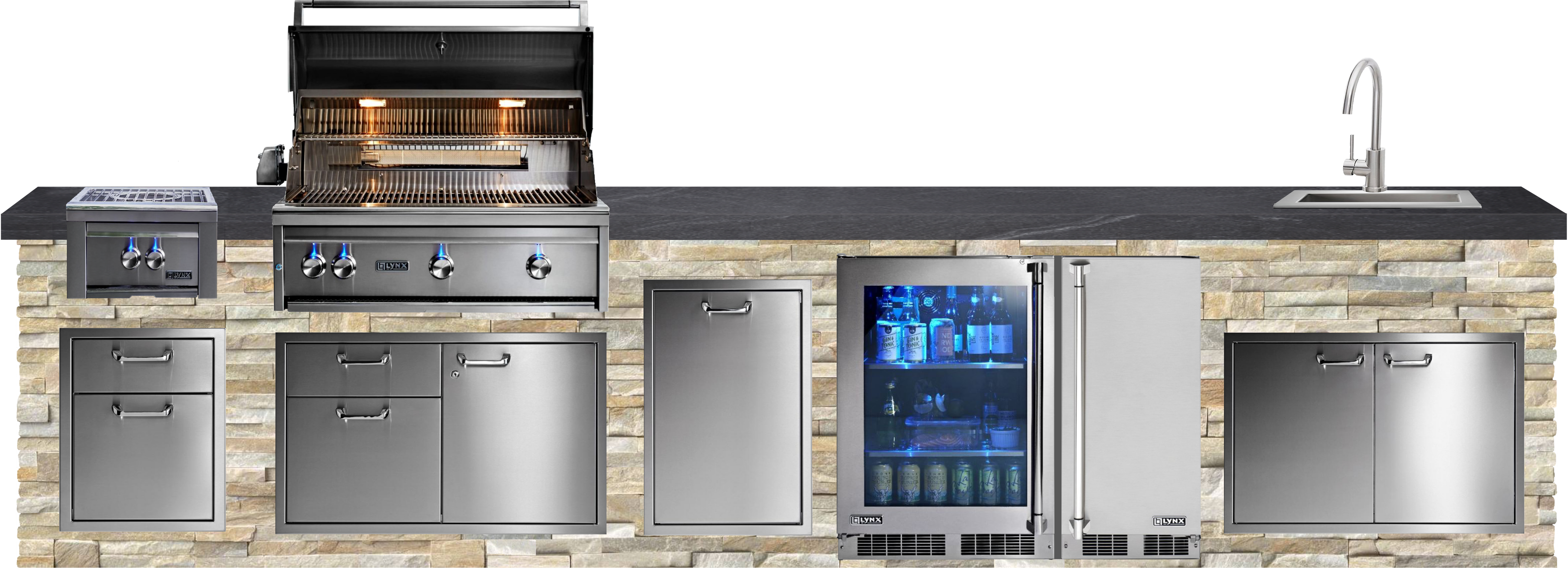 Lynx Pro Classic Collection 168" Luxury Finished Outdoor Kitchen Package 15-LNX-15-CC
