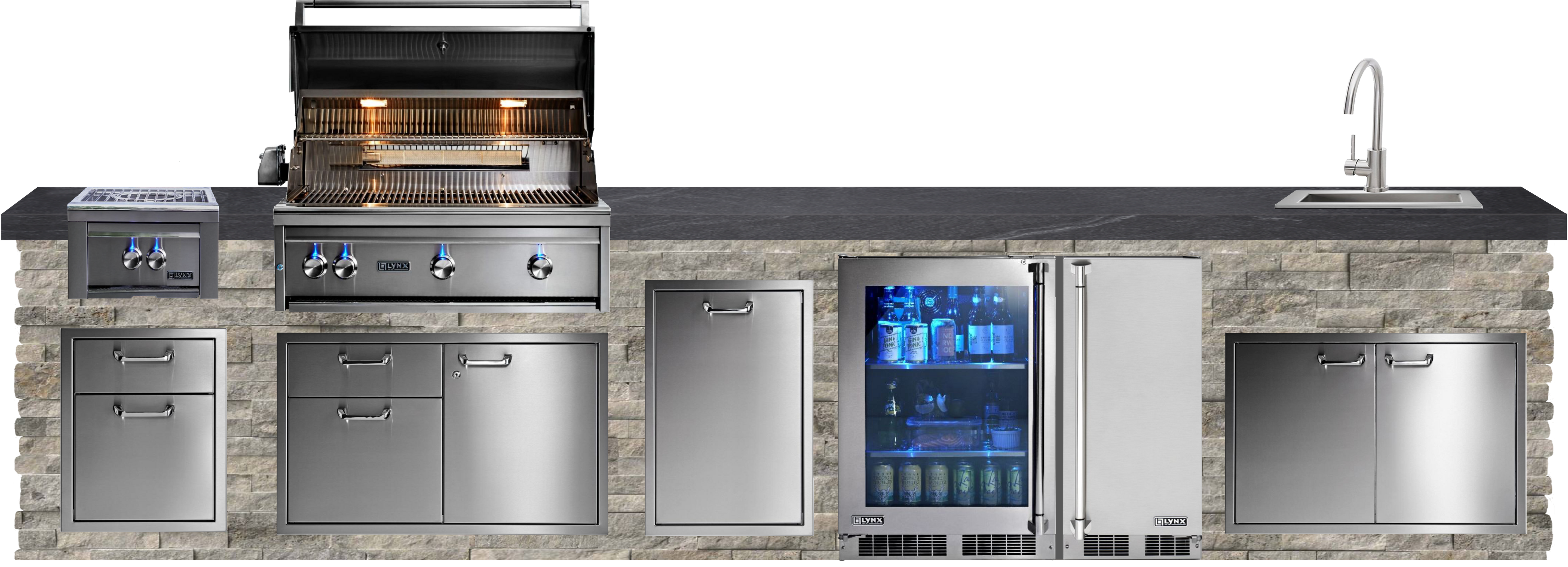 Lynx Pro Classic Collection 168" Luxury Finished Outdoor Kitchen Package 15-LNX-15-CC