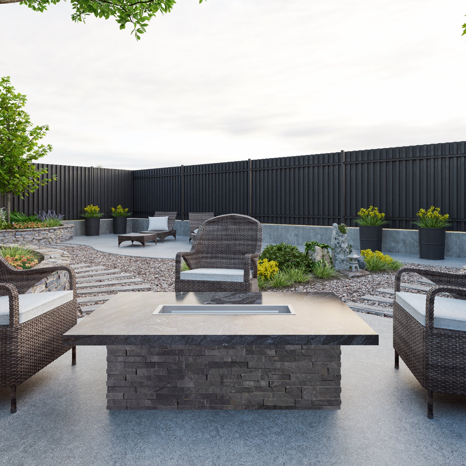 Luxury Low Chat  Extended Fire Table Fully Finished-BR-LCT-ET