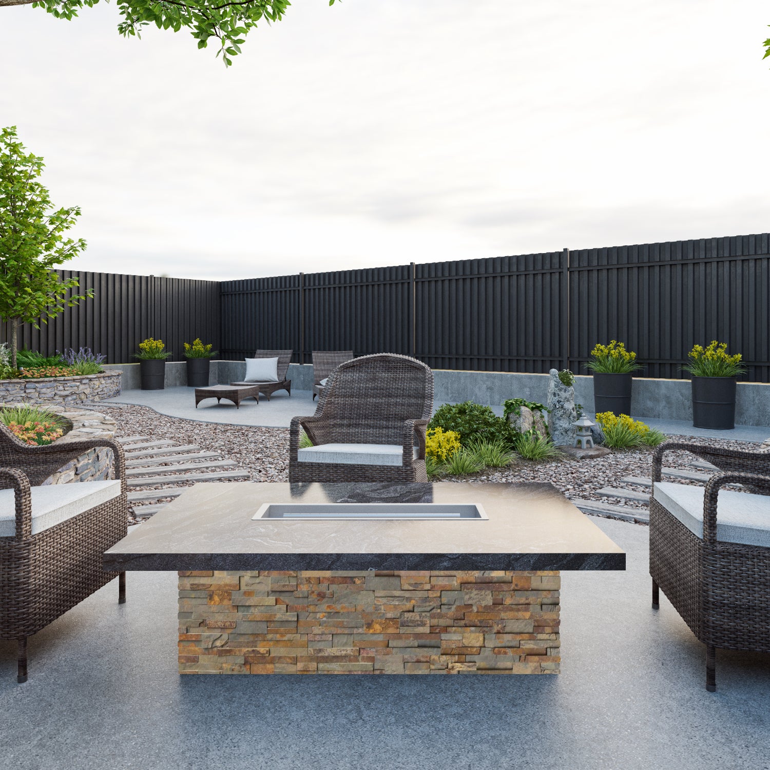 Luxury Low Chat  Extended Fire Table Fully Finished-BR-LCT-ET