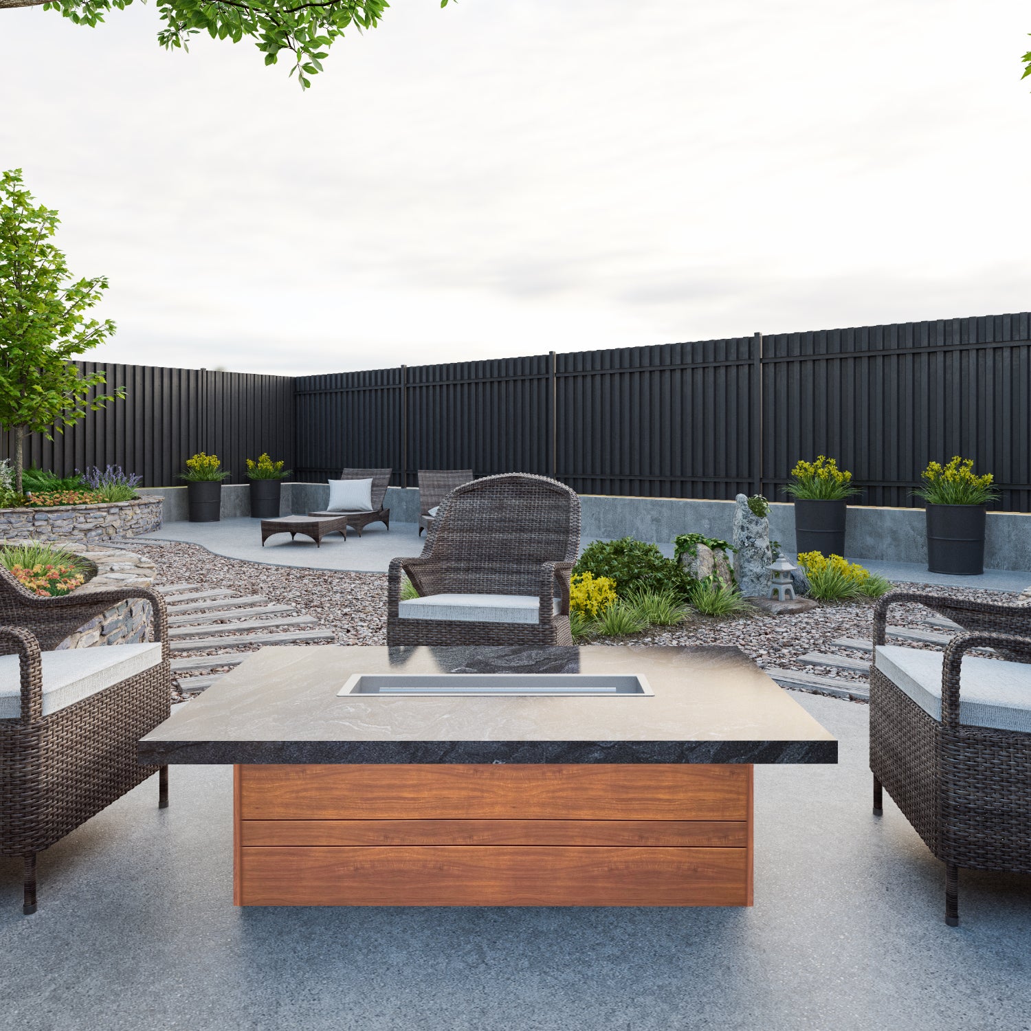 Luxury Low Chat  Extended Fire Table Fully Finished-BR-LCT-ET