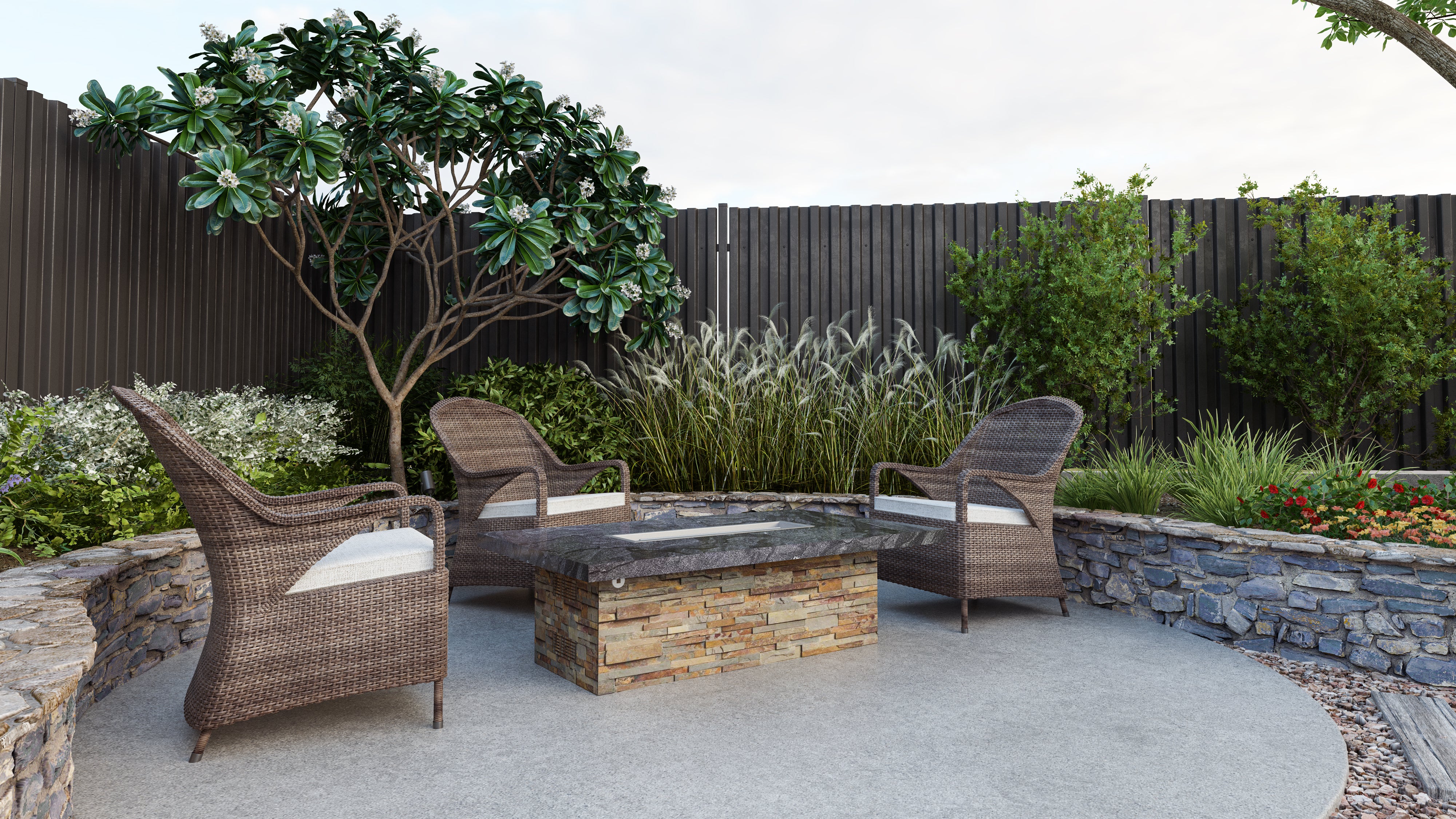 Luxury Low Chat  Extended Fire Table Fully Finished-BR-LCT-ET