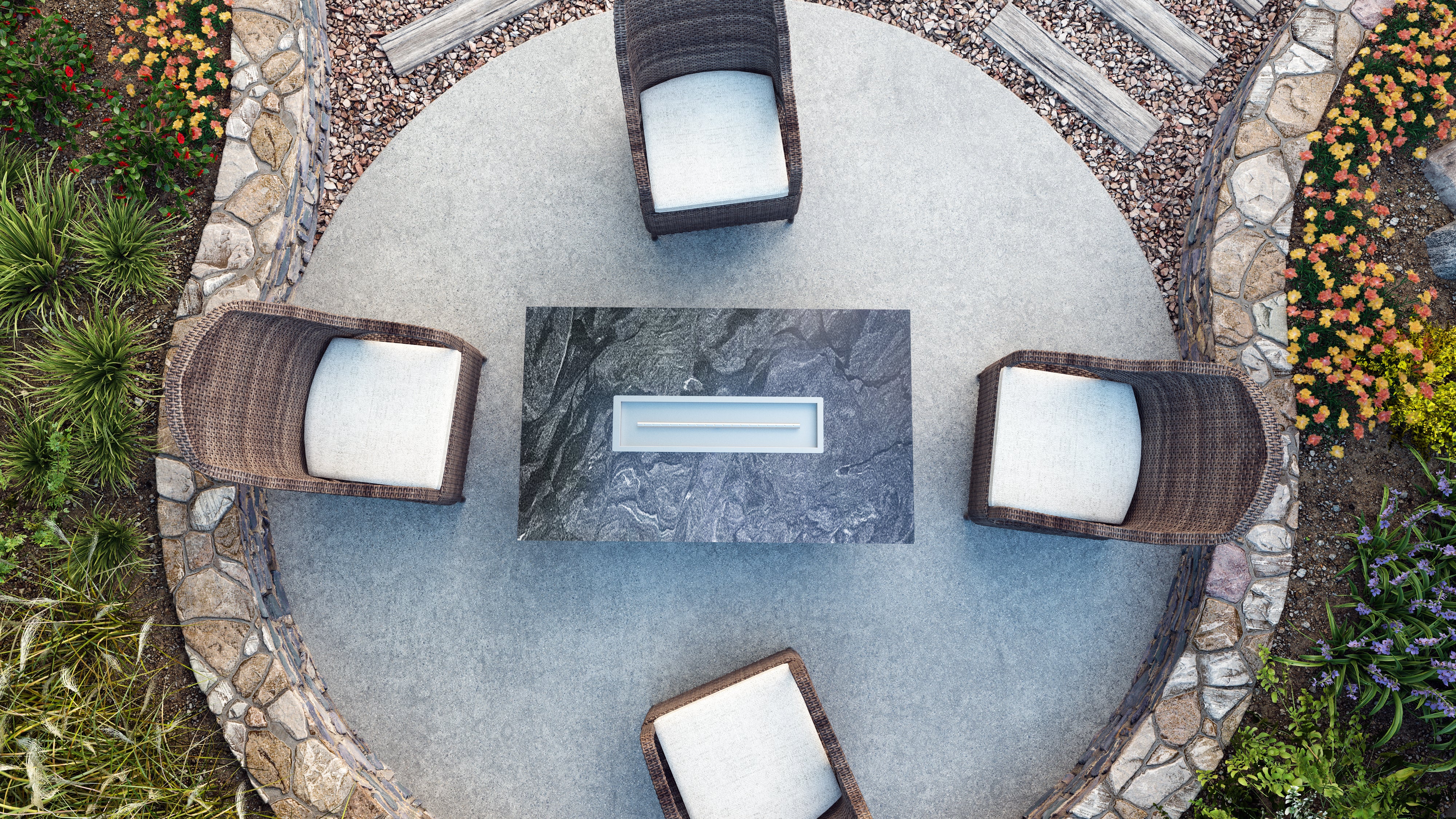 Luxury Low Chat  Extended Fire Table Fully Finished-BR-LCT-ET