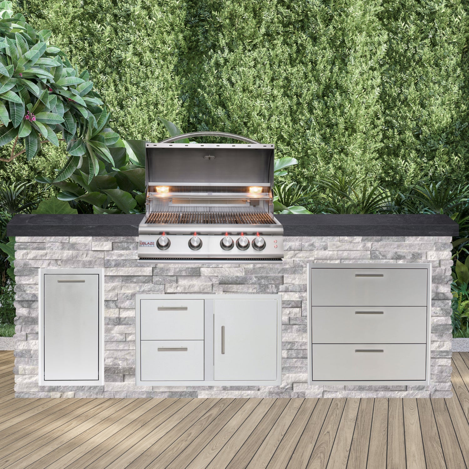 Blaze Quick Ship 96" Luxury Finished Outdoor Kitchen PKG 1-BLZ-QSHIP1