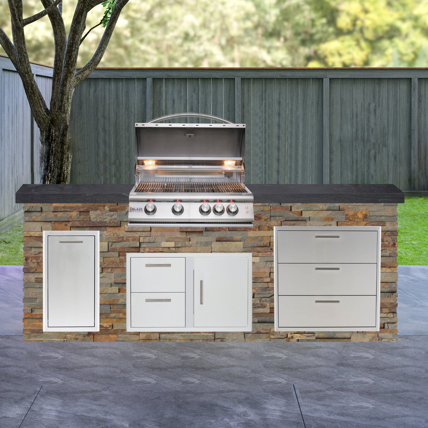 Blaze Quick Ship 96" Luxury Finished Outdoor Kitchen PKG 1-BLZ-QSHIP1