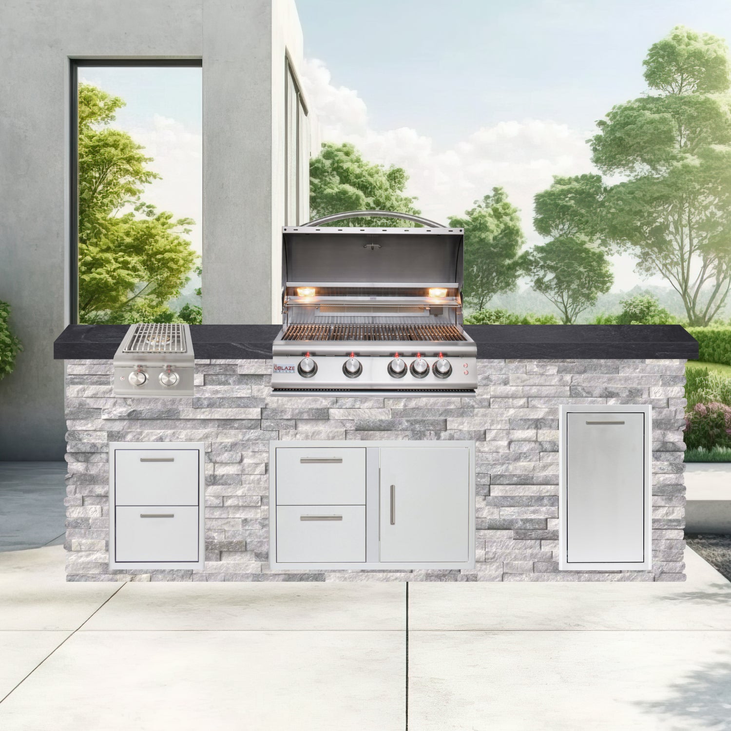 Blaze Quick Ship 96" Luxury Finished Outdoor Kitchen PKG 10-BLZ-QSHIP10