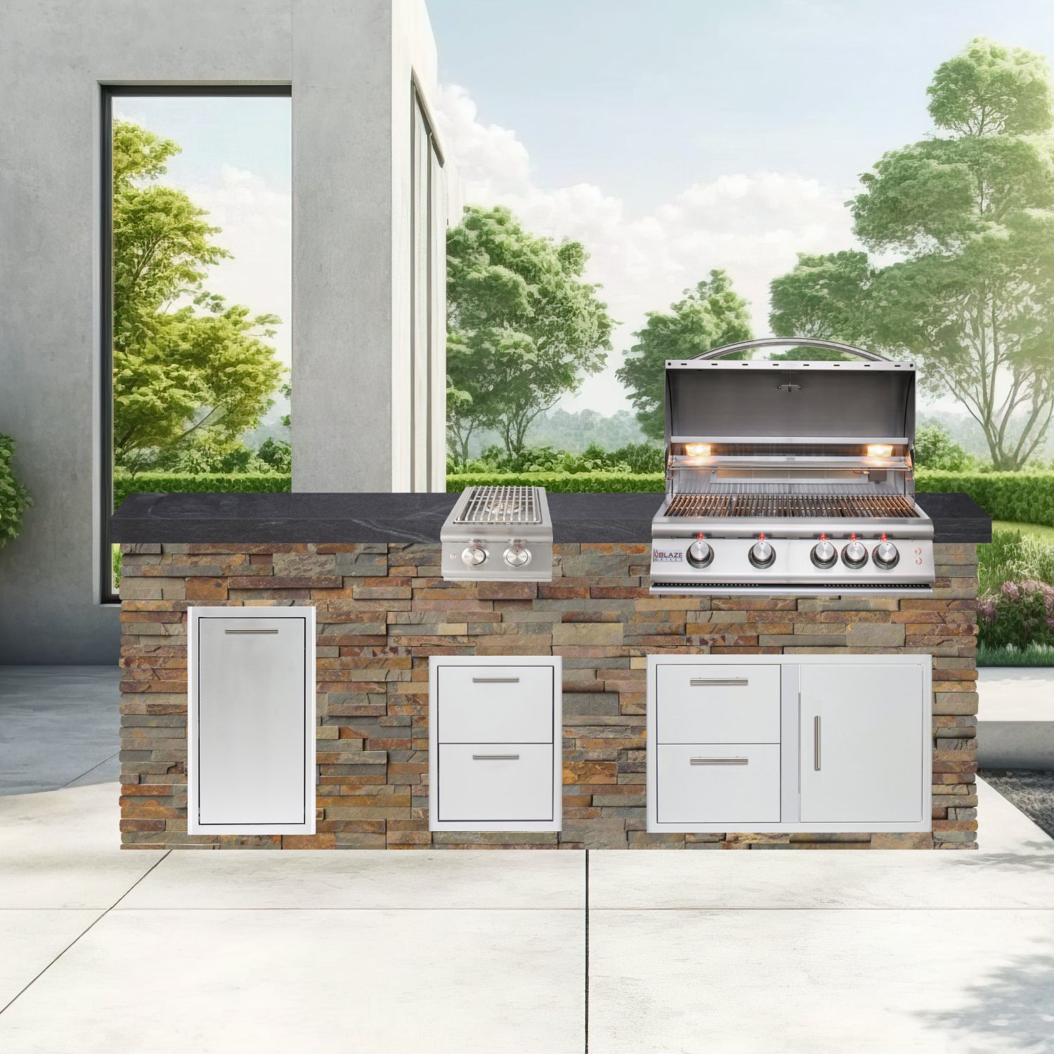 Blaze Quick Ship 96" Luxury Finished Outdoor Kitchen PKG 10-BLZ-QSHIP10