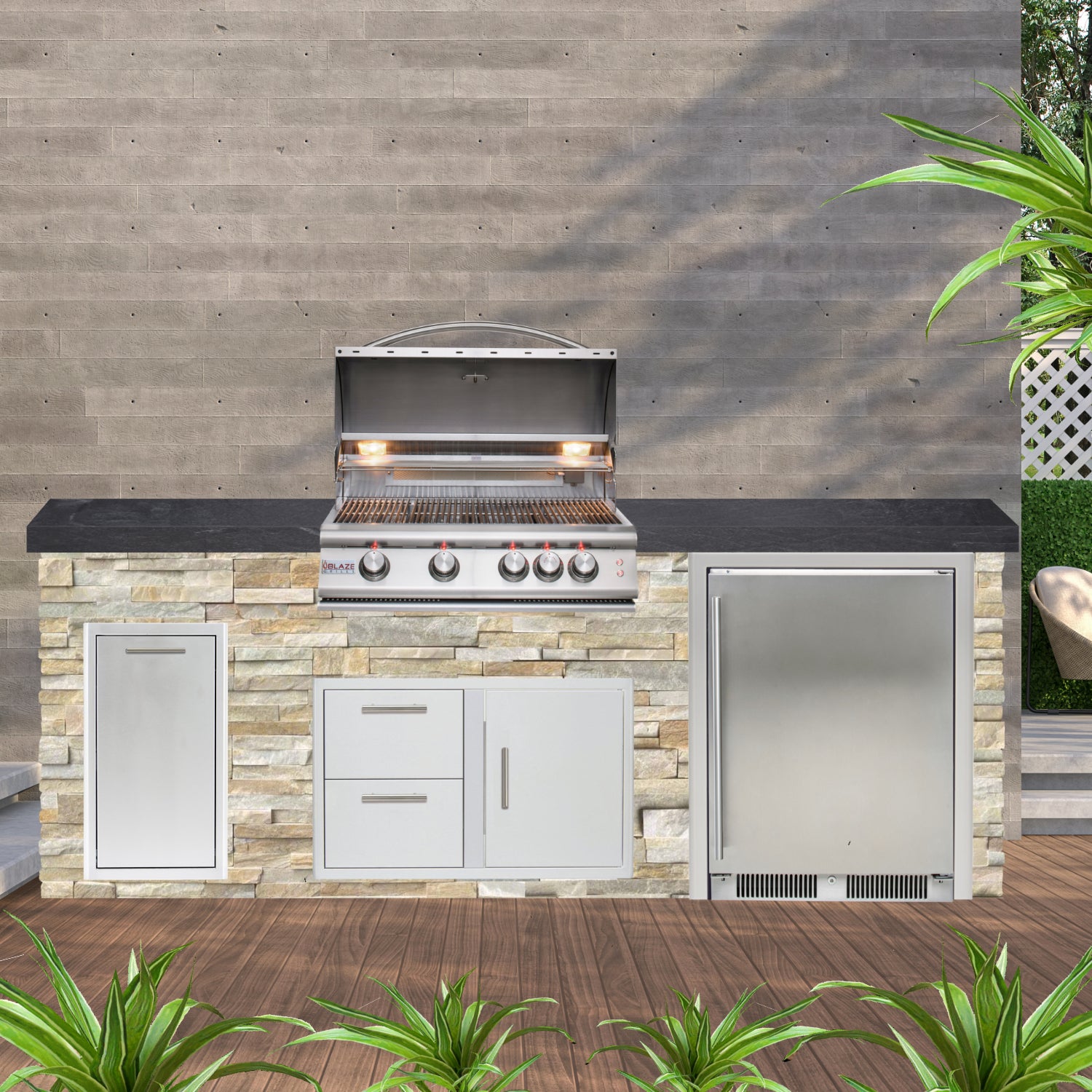 Blaze Quick Ship 96" Luxury Finished Outdoor Kitchen PKG 2-BLZ-QSHIP2