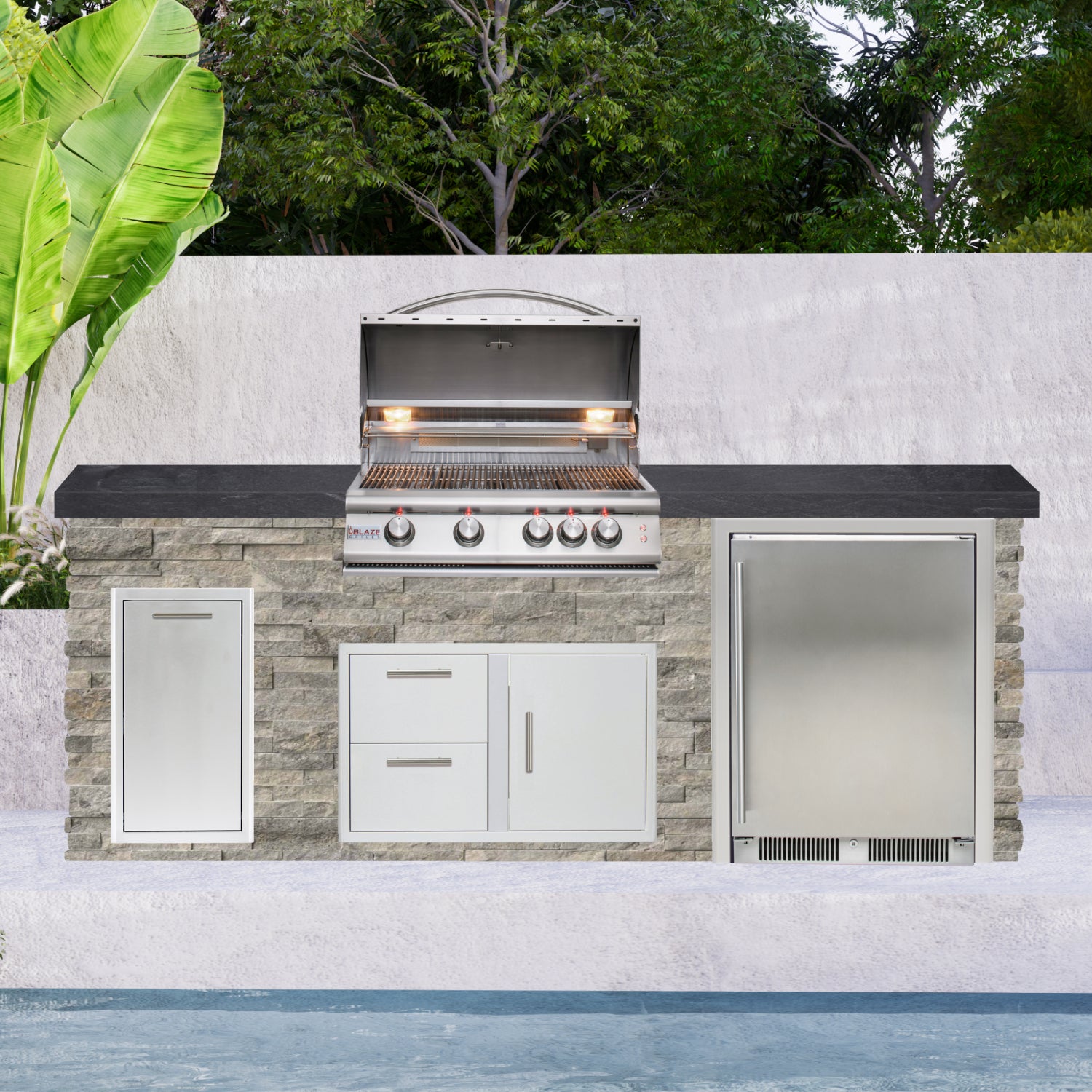 Blaze Quick Ship 96" Luxury Finished Outdoor Kitchen PKG 2-BLZ-QSHIP2