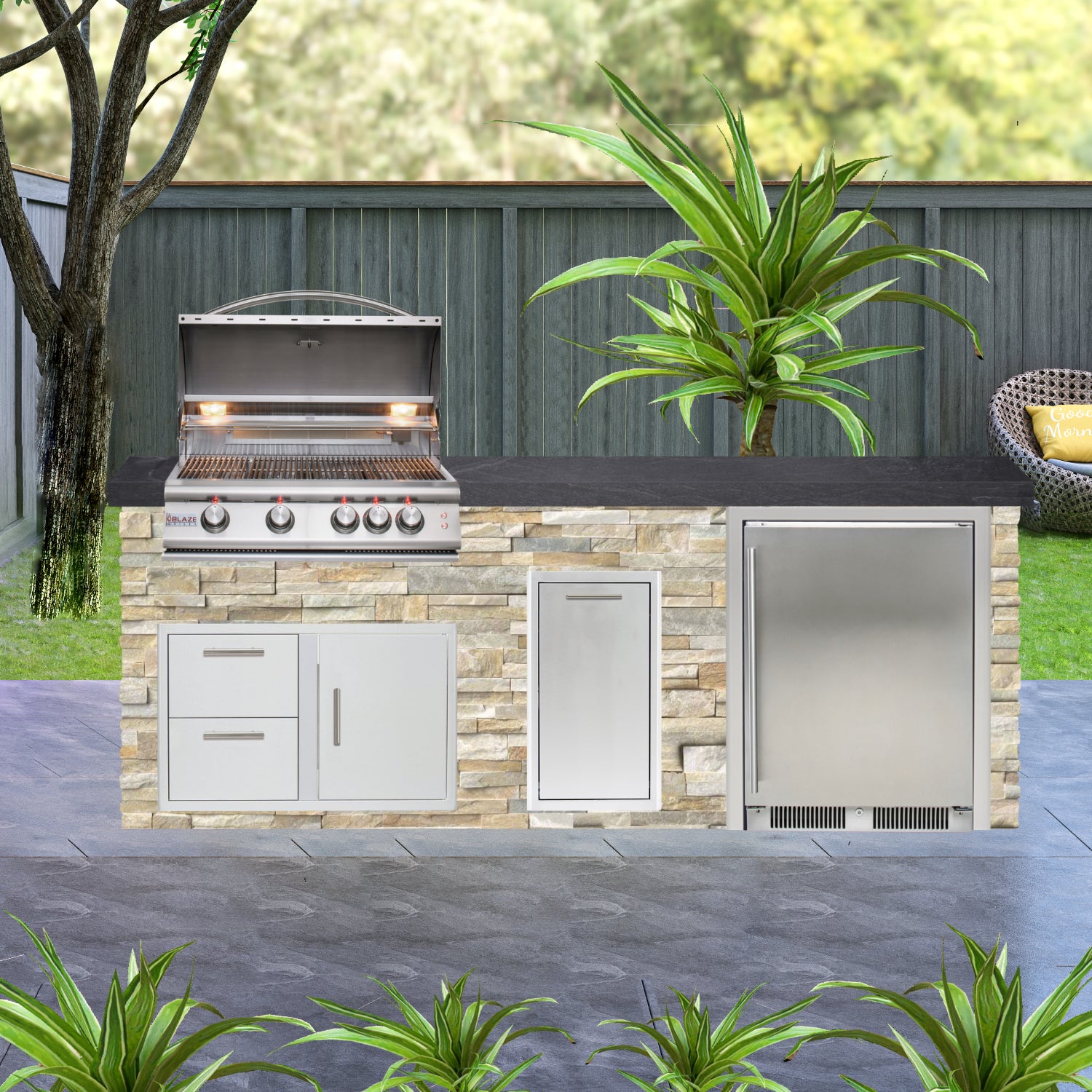 Blaze Quick Ship 96" Luxury Finished Outdoor Kitchen PKG 2-BLZ-QSHIP2
