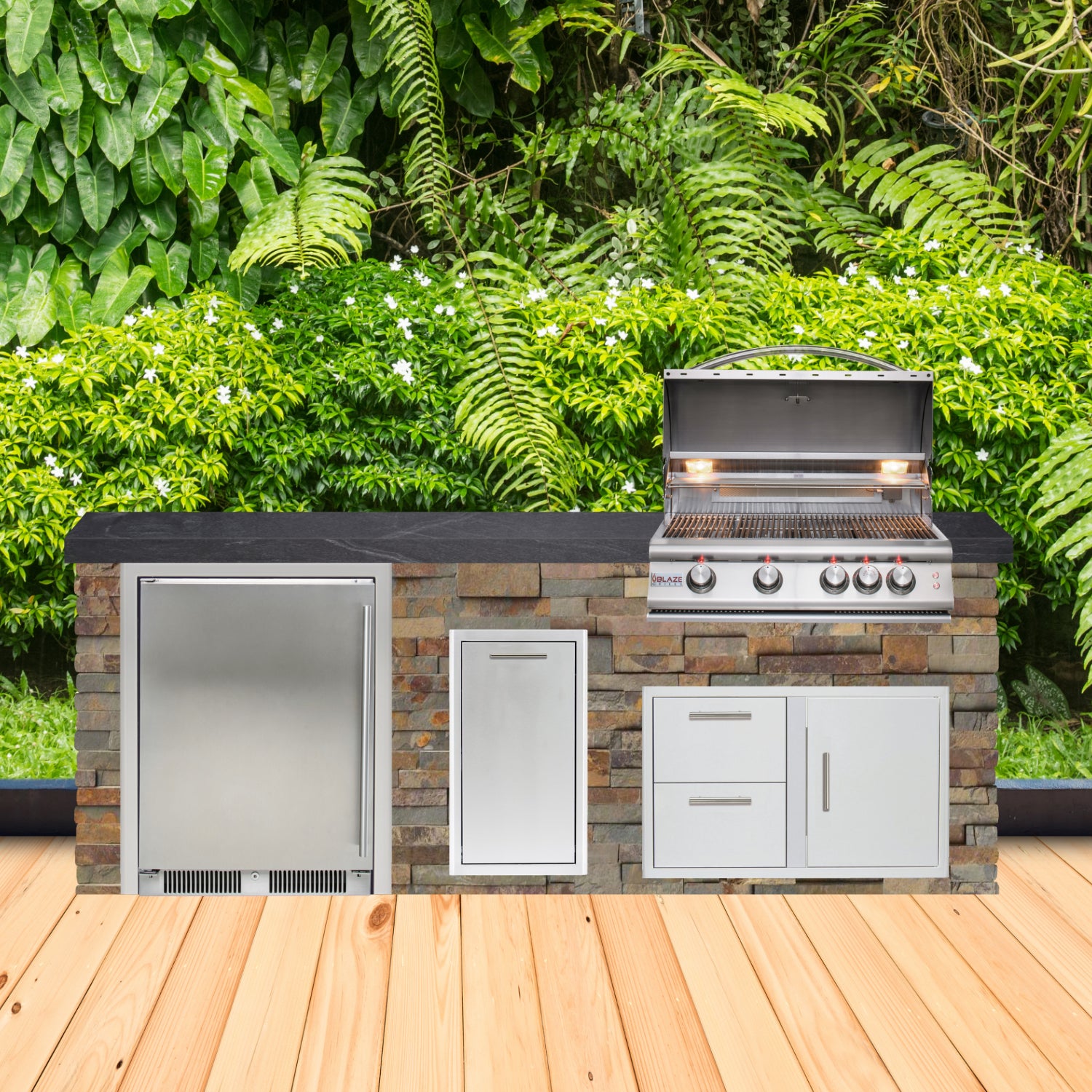 Blaze Quick Ship 96" Luxury Finished Outdoor Kitchen PKG 2-BLZ-QSHIP2