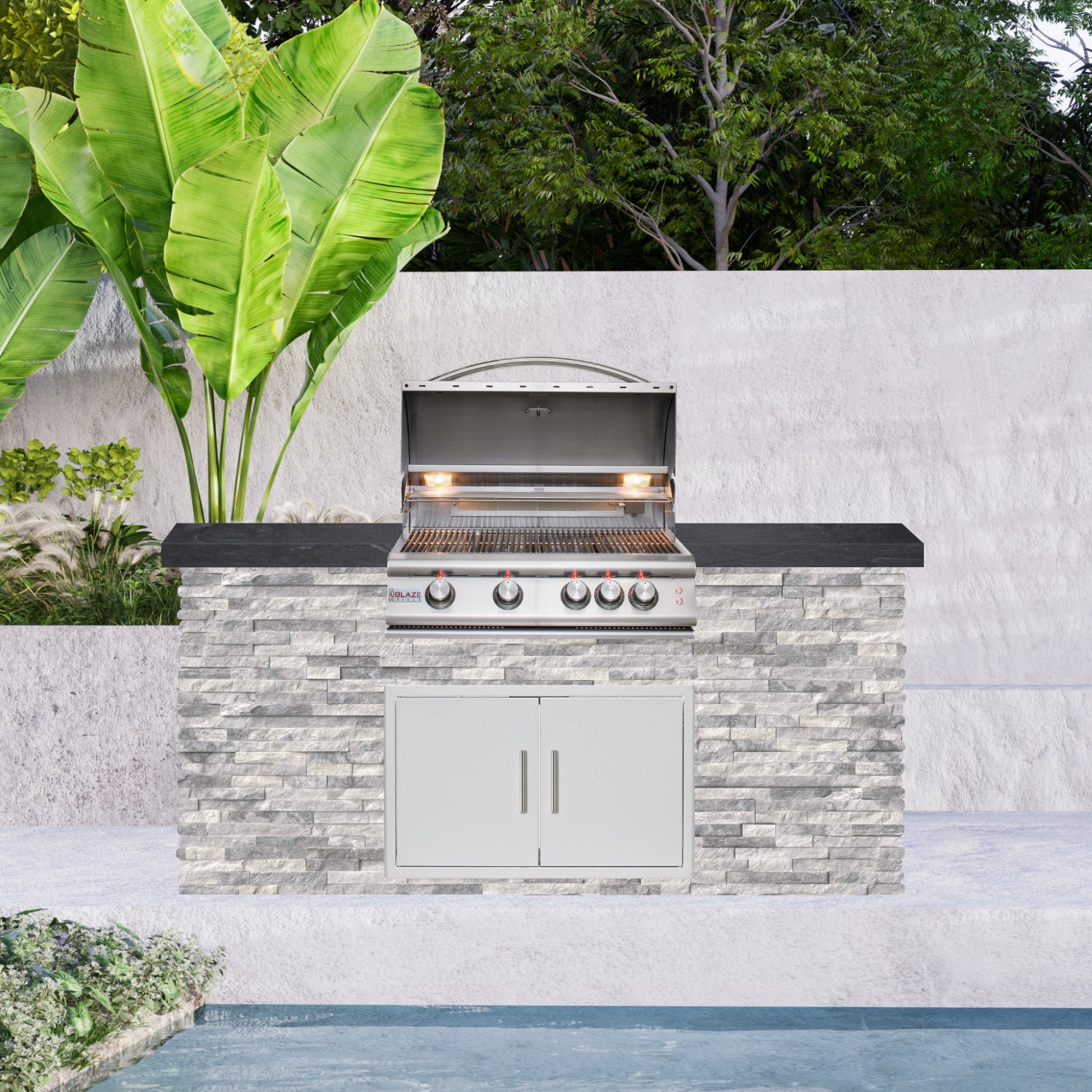 Blaze Quick Ship 72" Premium Finished Outdoor Kitchen PKG 5-BLZ-QSHIP5