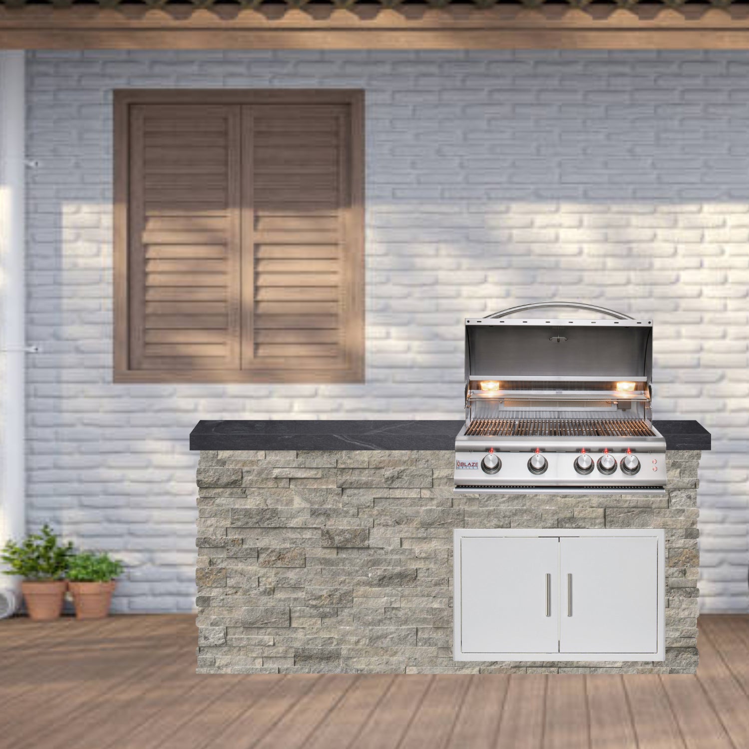 Blaze Quick Ship 72" Premium Finished Outdoor Kitchen PKG 5-BLZ-QSHIP5