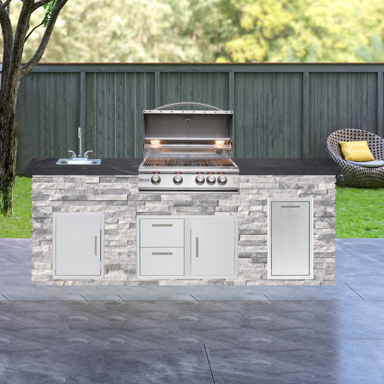 Blaze Quick Ship 96" Luxury Finished Outdoor Kitchen PKG 9-BLZ-QSHIP9