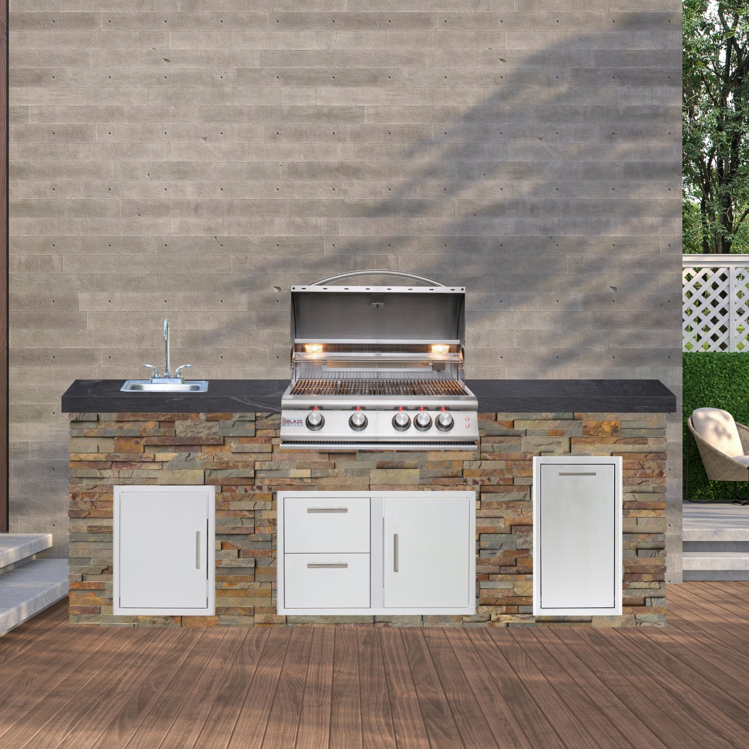 Blaze Quick Ship 96" Luxury Finished Outdoor Kitchen PKG 9-BLZ-QSHIP9