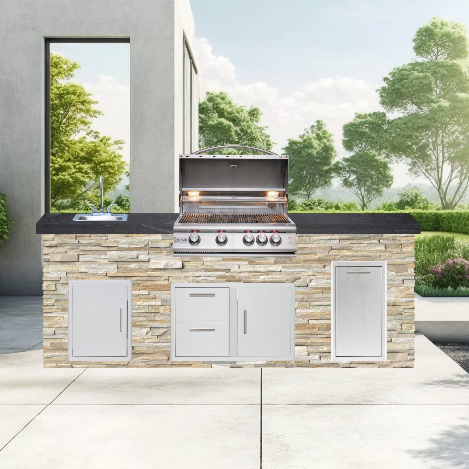 Blaze Quick Ship 96" Luxury Finished Outdoor Kitchen PKG 9-BLZ-QSHIP9