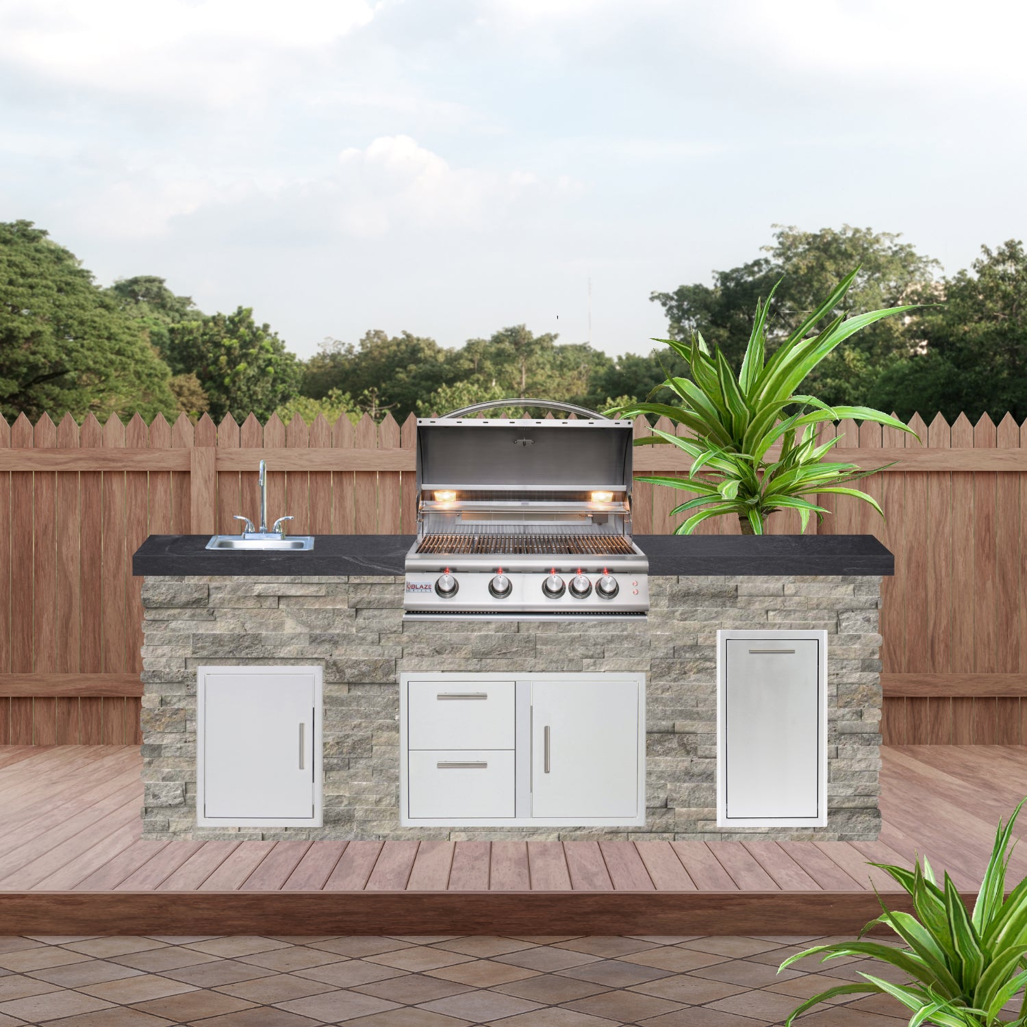 Blaze Quick Ship 96" Luxury Finished Outdoor Kitchen PKG 9-BLZ-QSHIP9