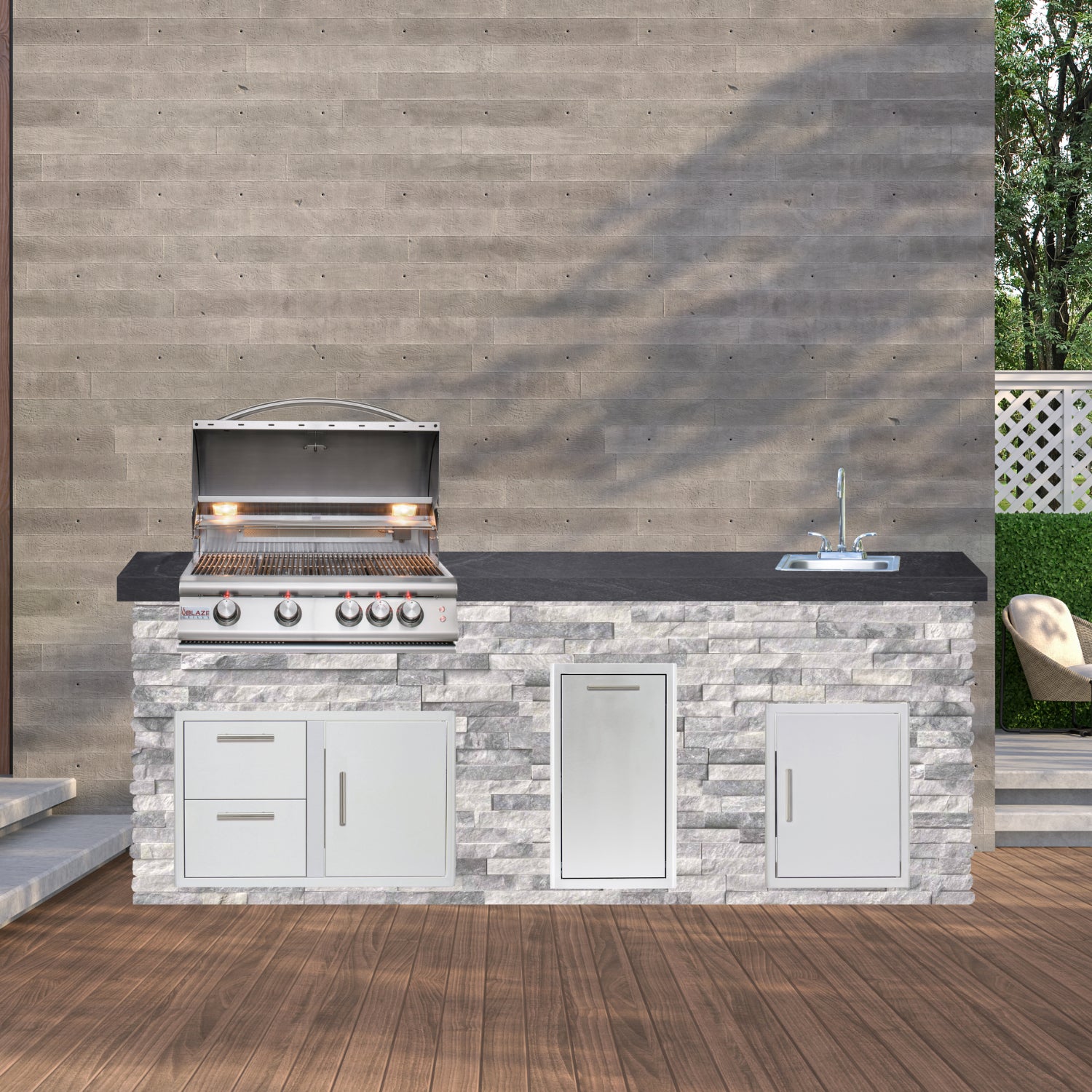 Blaze Quick Ship 96" Luxury Finished Outdoor Kitchen PKG 9-BLZ-QSHIP9