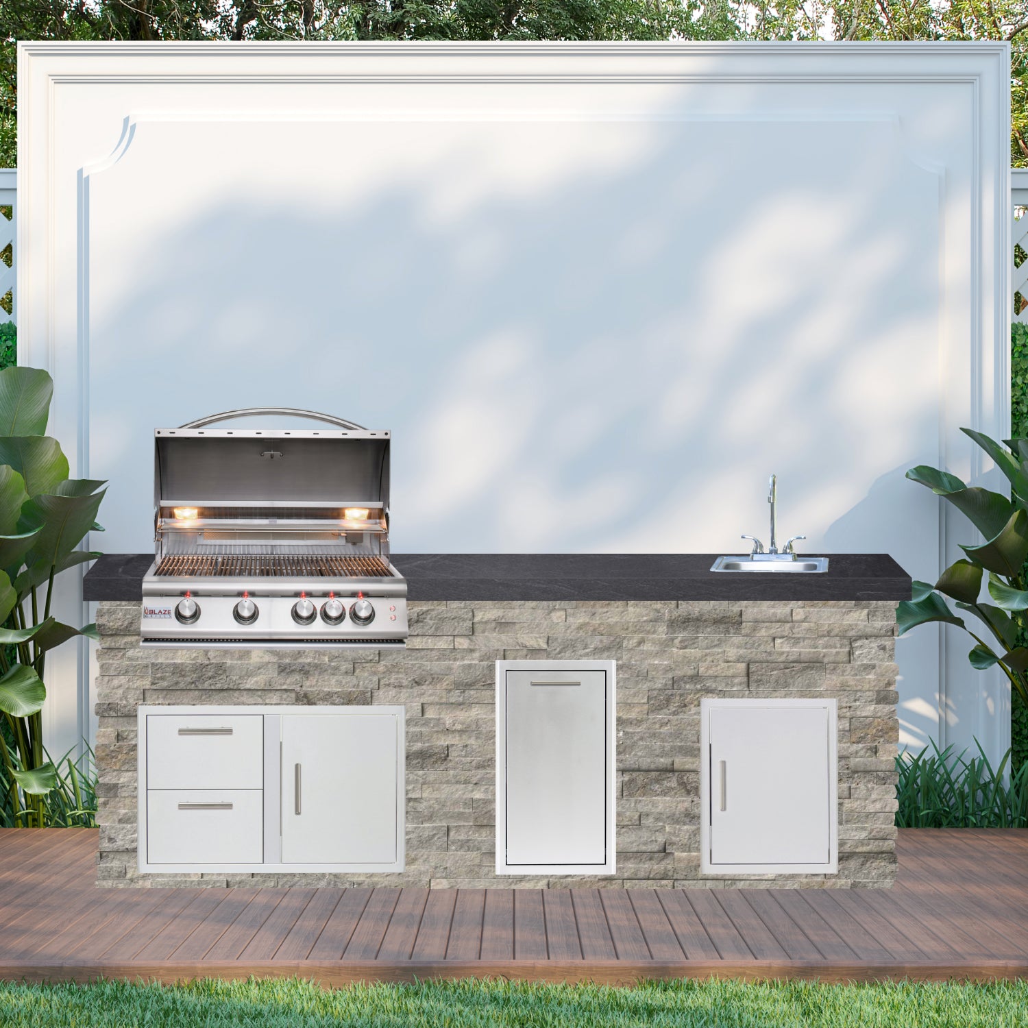 Blaze Quick Ship 96" Luxury Finished Outdoor Kitchen PKG 9-BLZ-QSHIP9