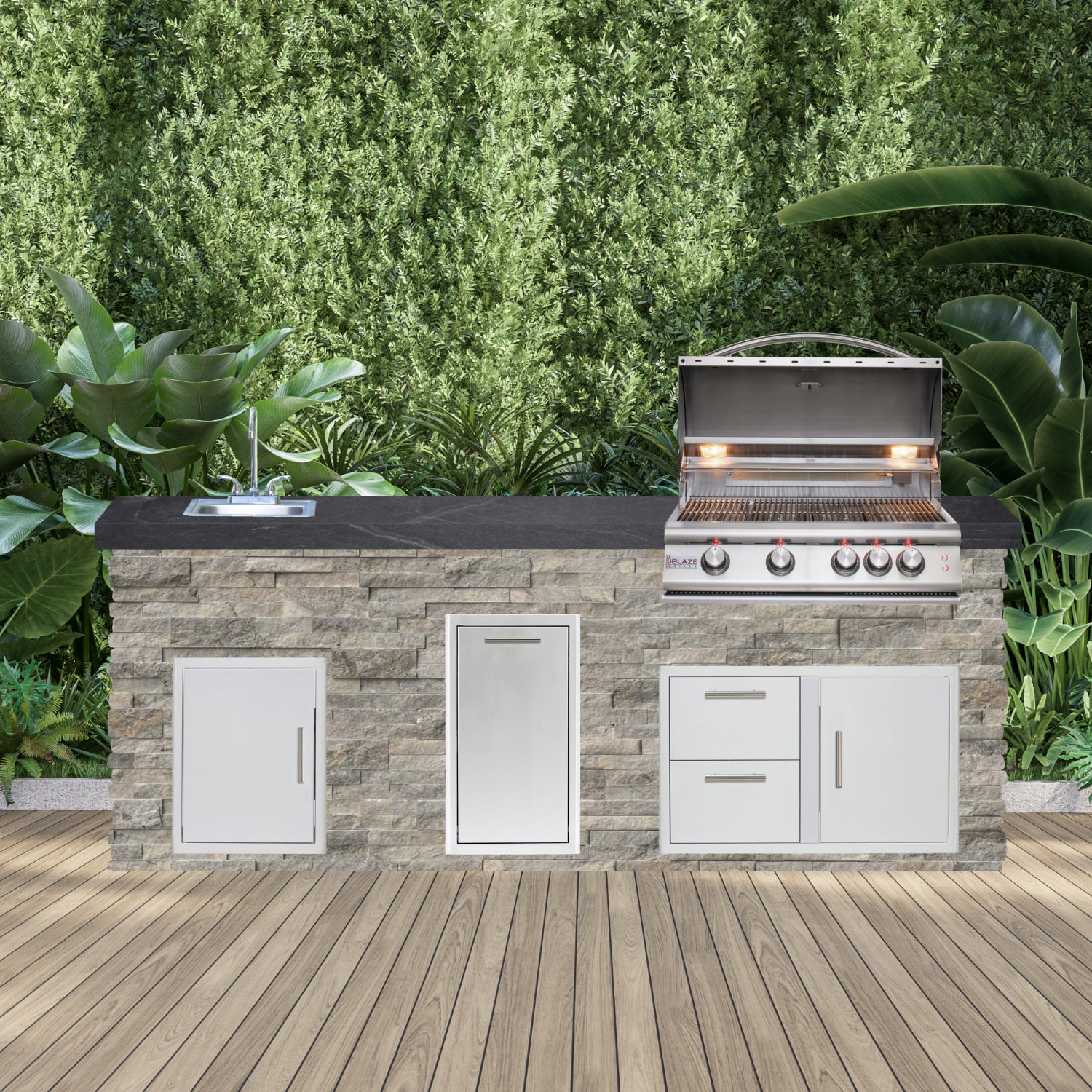 Blaze Quick Ship 96" Luxury Finished Outdoor Kitchen PKG 9-BLZ-QSHIP9